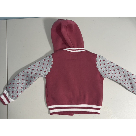 Unik Girls 4 Varsity Jacket Fleece Embroided Mini Bow Polka Dot Casual Everyday - Picture 2 of 10
